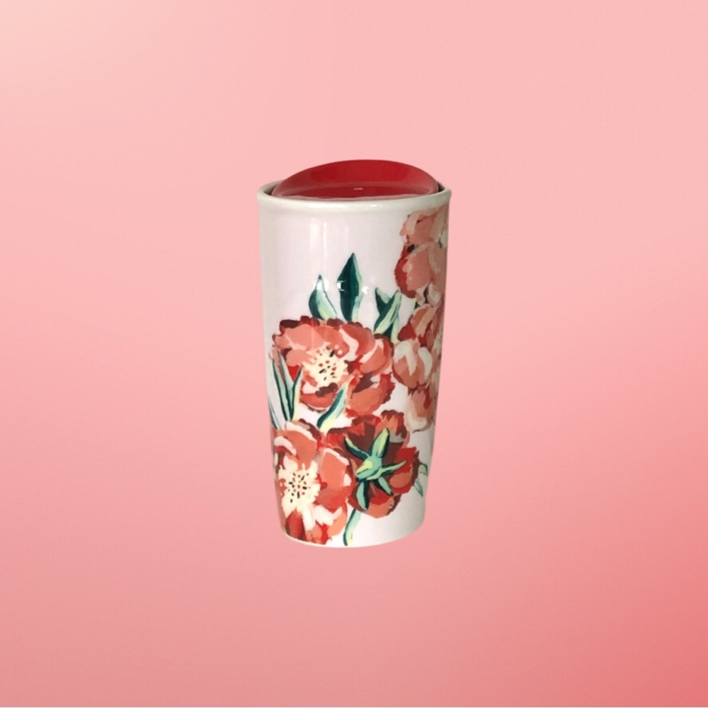 🆕 STARBUCKS Floral Ceramic 10 fl oz Travel Mug